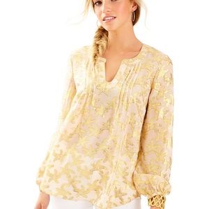 Lilly Pulitzer Colby Silk Metallic Top